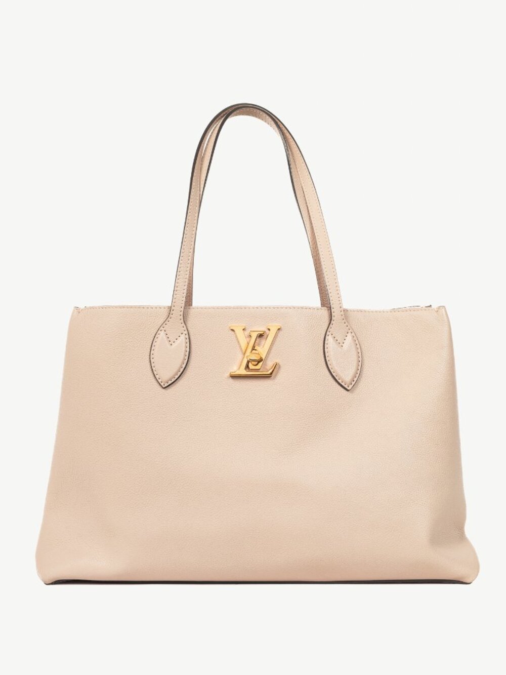 Louis Vuitton Lockme Greige Grained Calfskin Shopper Tote